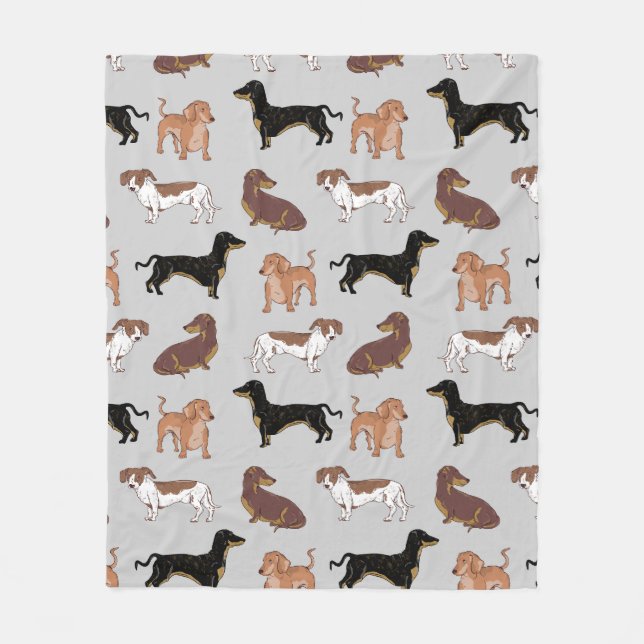Dachshund hund mönster fleecefilt (Framsidan)