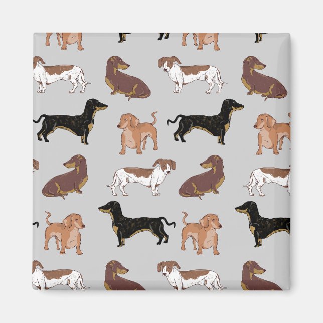 Dachshund hund mönster magnet (Framsidan)