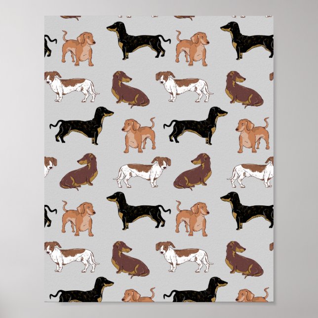 Dachshund hund mönster poster (Framsidan)