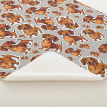 Dachshund Hund Mönster Sherpa Blanket