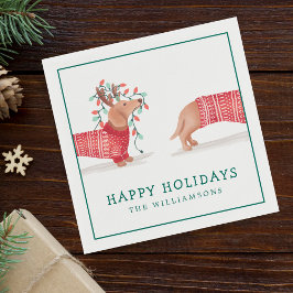 Dachshund Hund Mysigt Red Knkunnig Julsötare Pappersservett