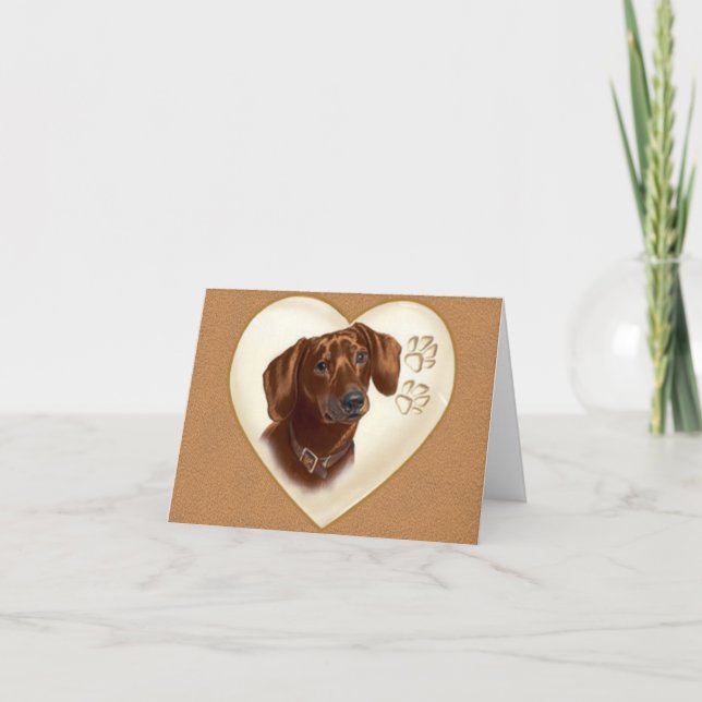 Dachshund Hund Note Card, tack för kort (Framsida)