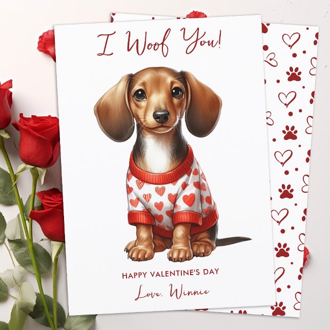 Dachshund Hund Personlig Cute Valentines day Julkort (Skapare uppladdad)