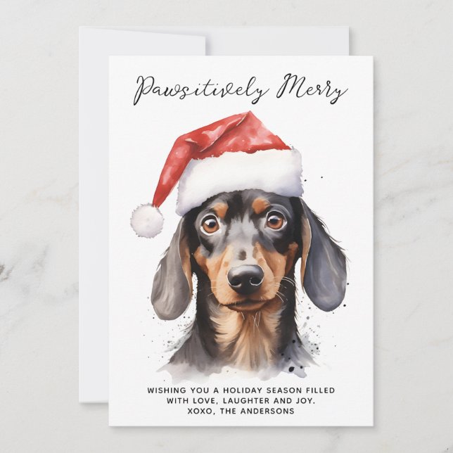 Dachshund Hund Personlig Santa God jul Julkort (Framsida)