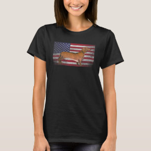 Dachshund Hund Pet 4th of juli American Flagga Ame T Shirt