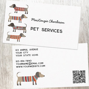 Dachshund Hund Pet Services QR-kod Visitkort