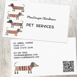 Dachshund Hund Pet Services QR-kod Visitkort