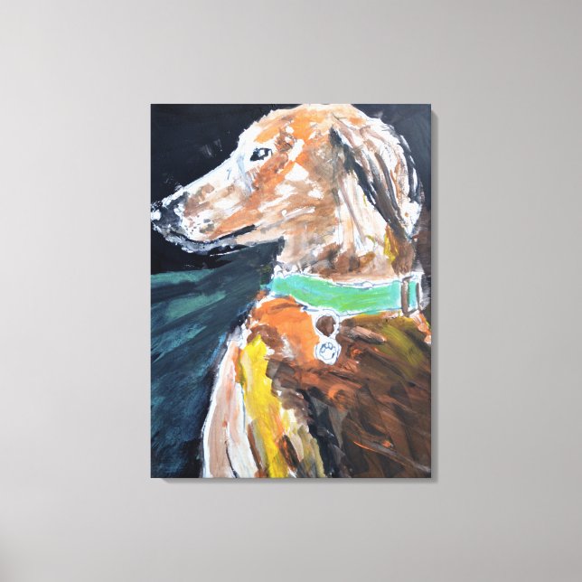 Dachshund Hund Porträtt Canvastryck (Framsida)
