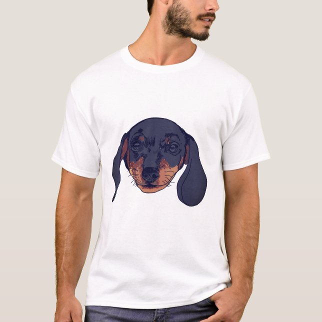 Dachshund hund Porträtt T Shirt (Framsida)