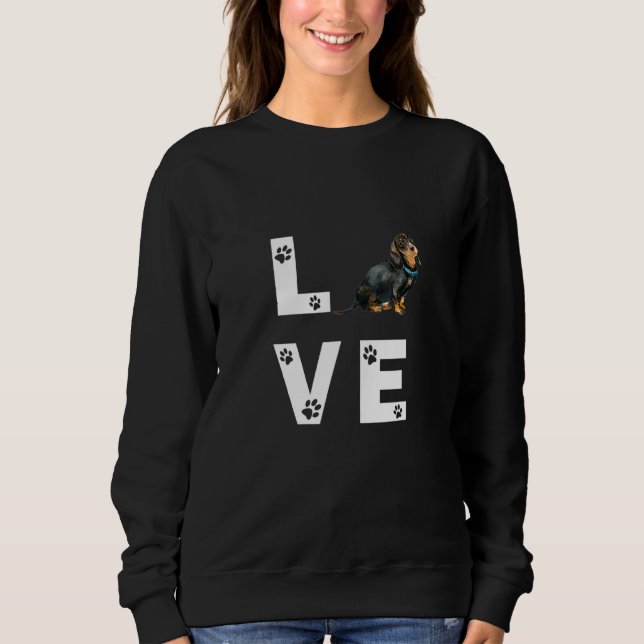 Dachshund Hund Puppy Kärlek T Shirt (Framsida)