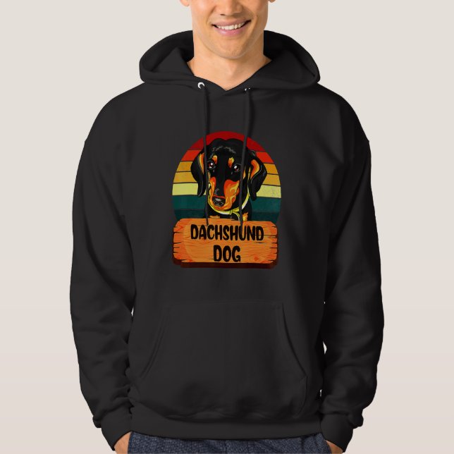 Dachshund Hund Retro Färg Hoodie (Framsida)