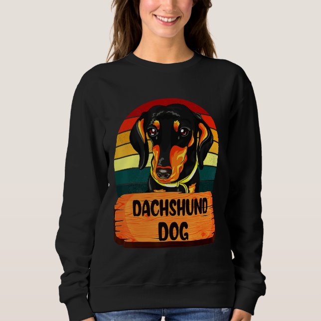 Dachshund Hund Retro Färg T Shirt (Framsida)