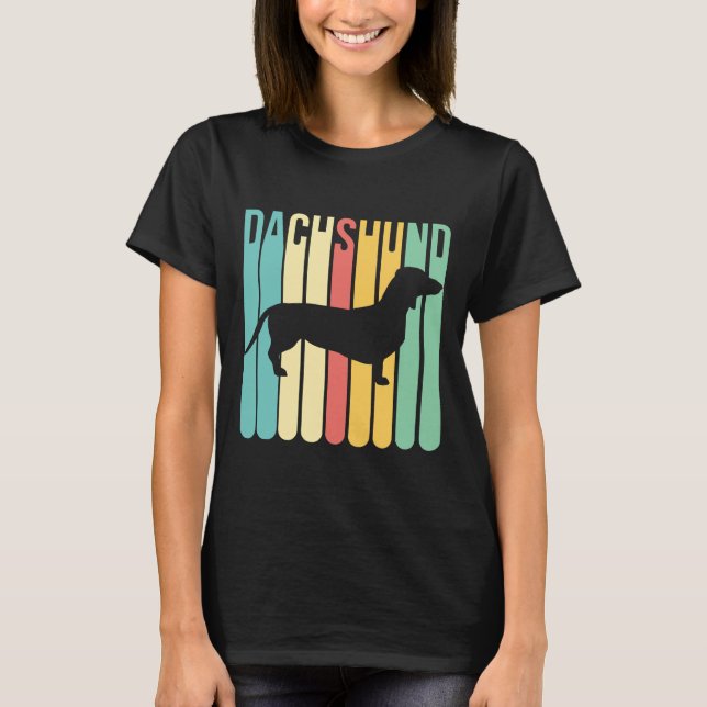Dachshund Hund Retro T Shirt (Framsida)