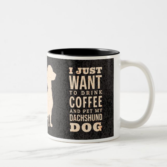 Dachshund Hund Retro Wiener Kaffe Addict Två-Tonad Mugg (Höger)