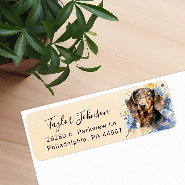 Dachshund Hund Returadressetikett Returadress Etikett (Skapare uppladdad)