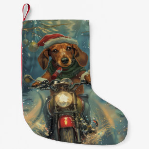 Dachshund Hund Riding Motorcykel jul Liten Julstrumpa
