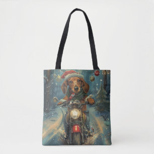 Dachshund Hund Ridning Motorcykel Jul Tygkasse
