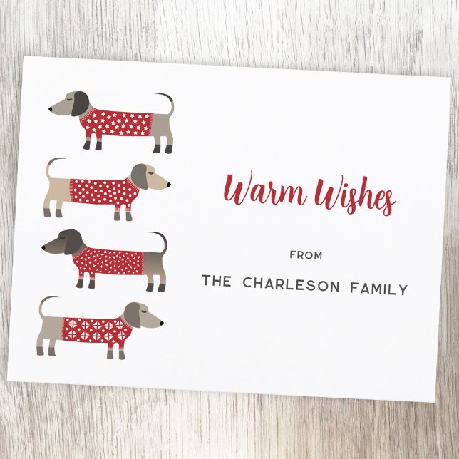 Dachshund Hund Roligt Helg Vykort (Fun personalized Dachshund Sausage Wiener Dog holiday postcard)