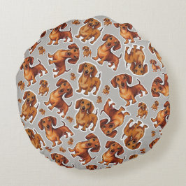 Dachshund hund runda vid mönster rund kudde