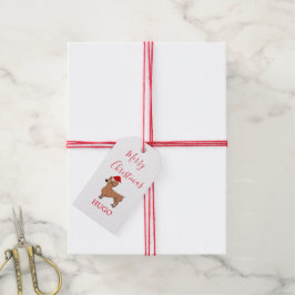 Dachshund Hund Santa hat God jul Personal Presentetikett