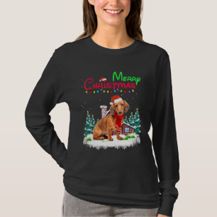 Dachshund Hund Santa Hat jul Ljus Merry Chr T Shirt