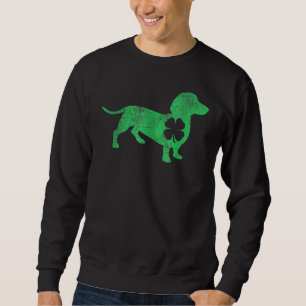 Dachshund Hund Shamrock St Patrick S Day Saint Pad Lång Ärmad Tröja