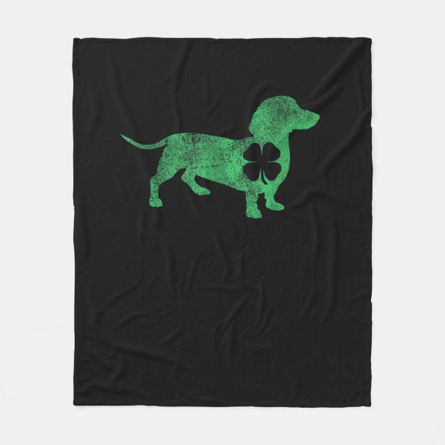 Dachshund Hund Shamrock St. Patrick's Day Saint Pa Fleecefilt (Framsidan)
