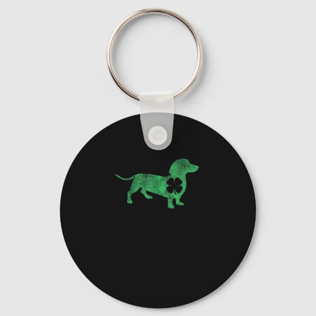 Dachshund Hund Shamrock St. Patrick's Day Saint Pa Nyckelring (Framsida)