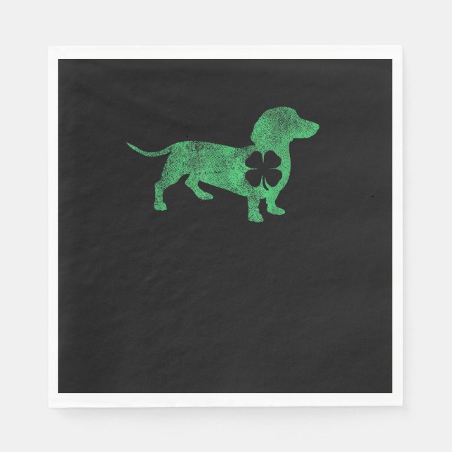 Dachshund Hund Shamrock St. Patrick's Day Saint Pa Pappersservett (Framsidan)