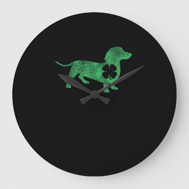 Dachshund Hund Shamrock St. Patrick's Day Saint Pa Stor Klocka (Framsida)