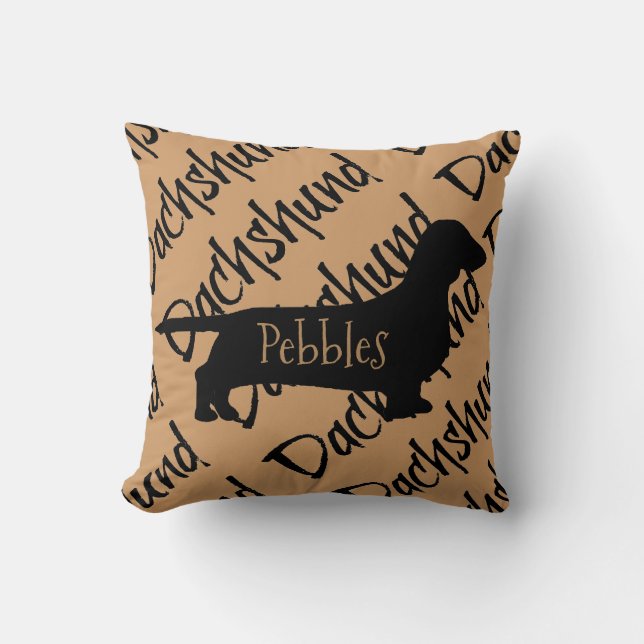 Dachshund Hund Silhouette Anpassningsbar Pillow Kudde (Framsida)