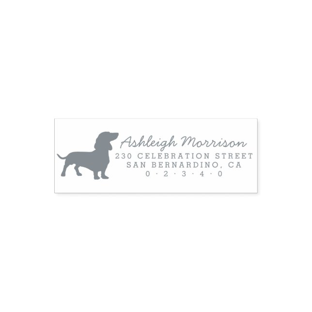 Dachshund Hund Silhouette Anpassningsbar Returadre Självfärgande Stämpel (Design)