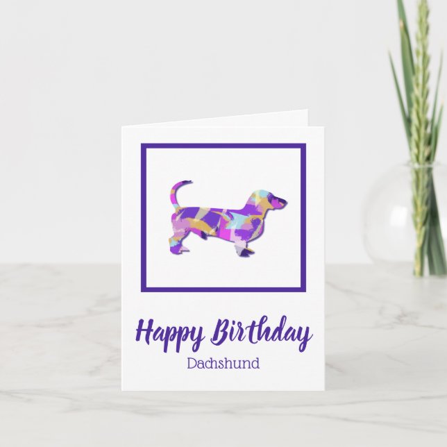 Dachshund Hund Silhouette Cute PPY&B Birthday Kort (Framsida)