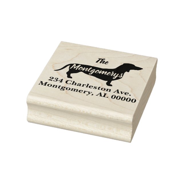 Dachshund Hund Silhouette Family Adress Stämpel (Stämpel)