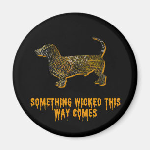 Dachshund Hund Silhouette Roligt Halloween Magnet