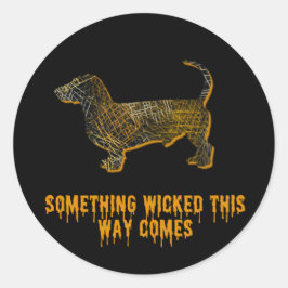 Dachshund Hund Silhouette Roligt Halloween Runt Klistermärke