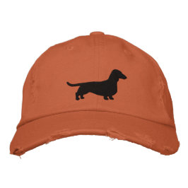 Dachshund Hund Silhouette Shorthar Wiener Hund Broderad Keps