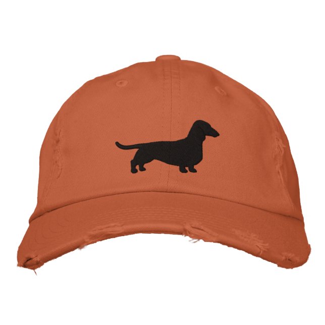 Dachshund Hund Silhouette Shorthar Wiener Hund Broderad Keps (Framsida)