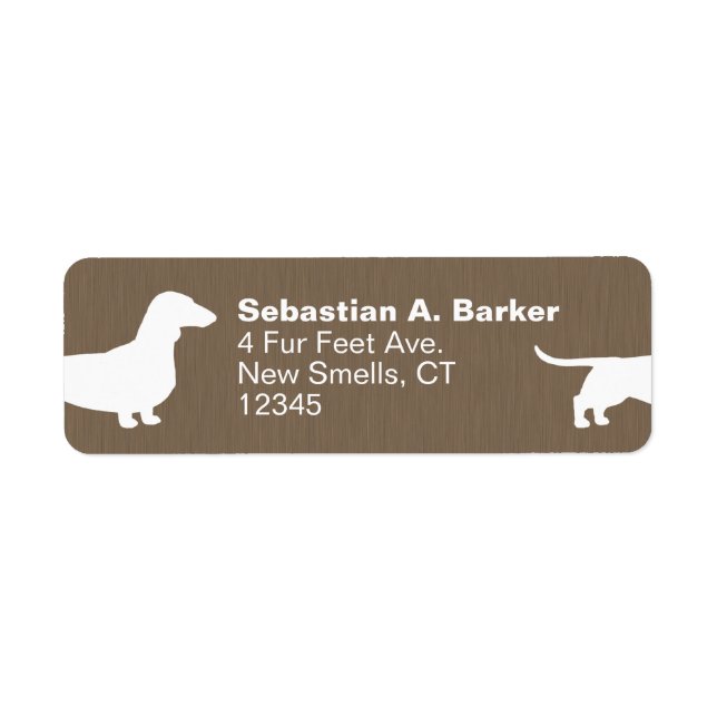 Dachshund Hund Silhouette Wiener Hund Returadress Etikett (Framsidan)