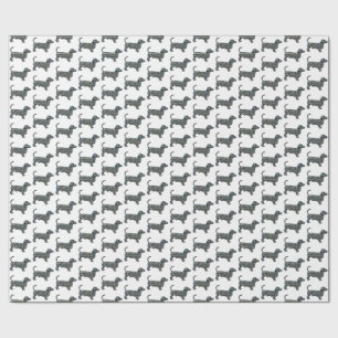Dachshund Hund Silhouette Y&B Grid White Gift Presentpapper