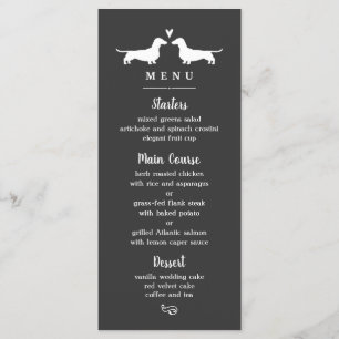 Dachshund Hund Silhouettes Bröllop Dinner Menu Meny