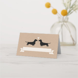 Dachshund Hund Silhouettes Bröllop ortskort Placeringskort