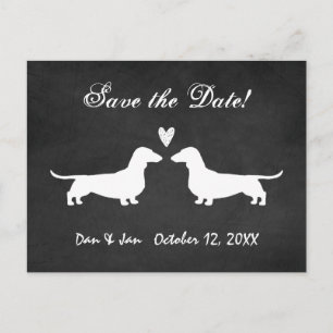 Dachshund Hund Silhouettes Bröllop spara datum Meddelande Vykort