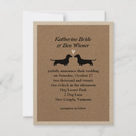 Dachshund Hund Silhouettes Cute Wedding bjudande Inbjudningar