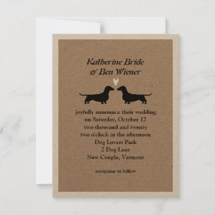 Dachshund Hund Silhouettes Cute Wedding bjudande Inbjudningar