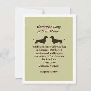Dachshund Hund Silhouettes Cute Wedding bjudande Inbjudningar