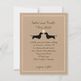 Dachshund Hund Silhouettes Cute Wedding bjudande Inbjudningar