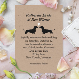 Dachshund Hund Silhouettes Cute Wedding bjudande Inbjudningar