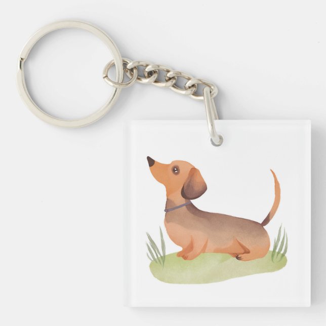Dachshund Hund | Söt Hund Husdjur Akvarell (Framsidan)