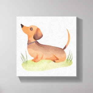 Dachshund Hund Söt Hund Pet Vattenfärg Canvastryck
